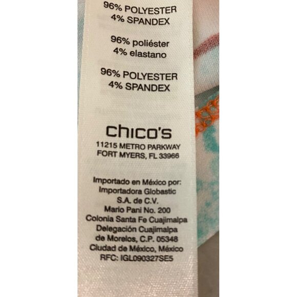 Chicos Multicolor Petite A-Line Dress Short Sleeve Stretchy V-Neck Cutout Medium - Picture 4 of 11